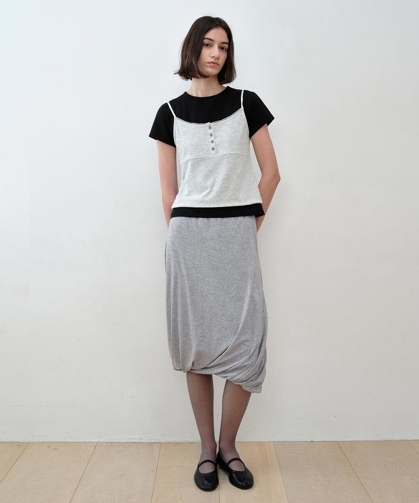 Simeteuligpeosenteu Lace Layered Two-Way Top / Black
