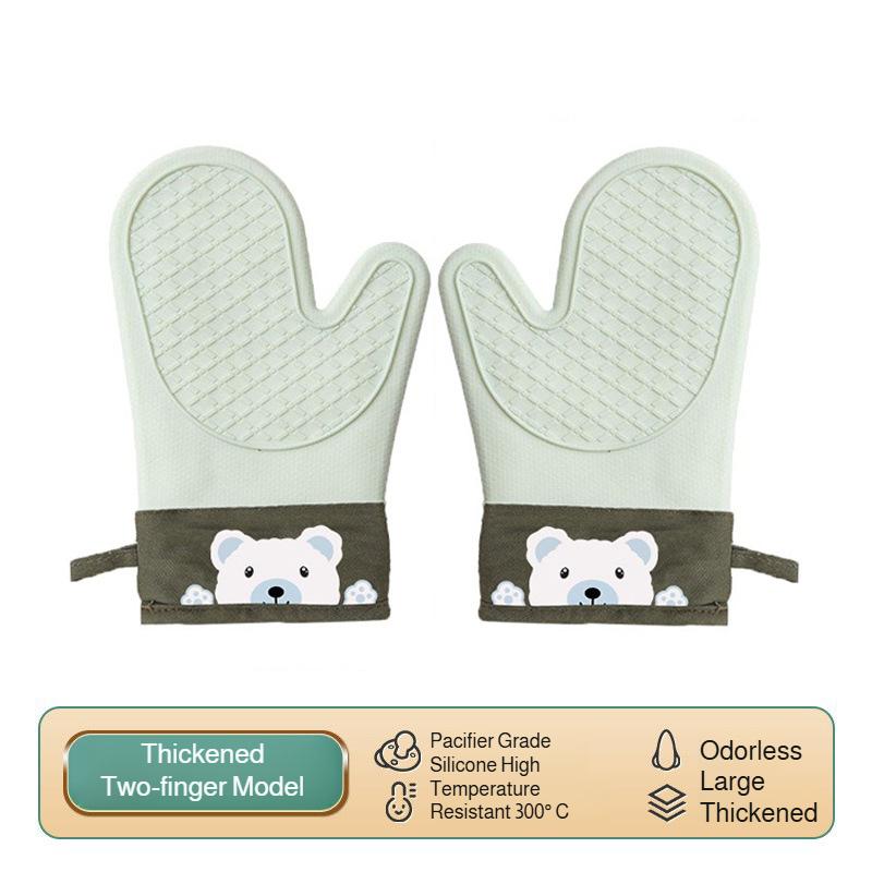 Silicone Heat Insulation Gloves Thickened, Non-slip, High Temperature Oven Gloves Baking and Scalding Kitchen Hand Clamps
