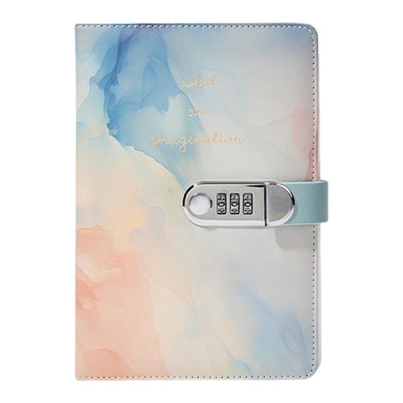 Leather Lined Diary with Lock for Girls Boys Women Lockable Notebook Leather Journal with Combination Lock 145x215mm