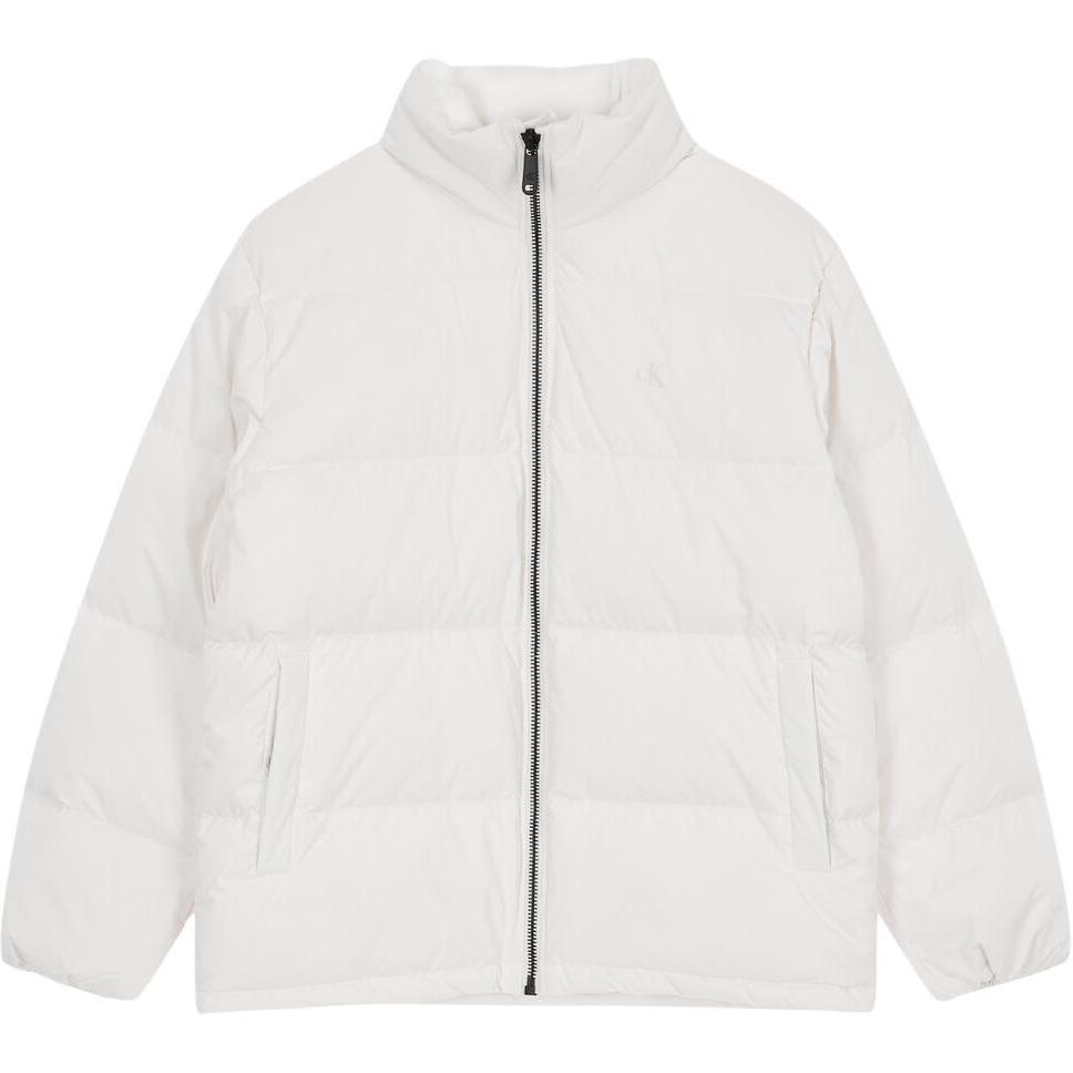 Calvin Klein Minimalist Comfortable Versatile Casual Stand Collar Zipper Down Jacket Men Outerwear White J326958-YBI