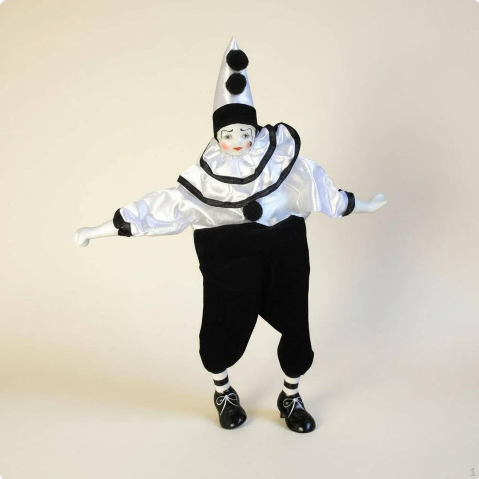 Dangling Leg Clown Ornament Carnival Souvenir Ceramic Pierrot Doll Collectible Handmade Sitting