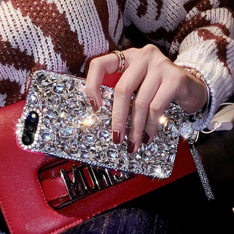 Luxusní 3D módní bling kamínky drahokamy diamanty měkké pouzdro na telefon pro iPhone 16 15 14 13 XS XR 11 Pro Max 12 MiNi třpytivé třásně závěsné ozdoby