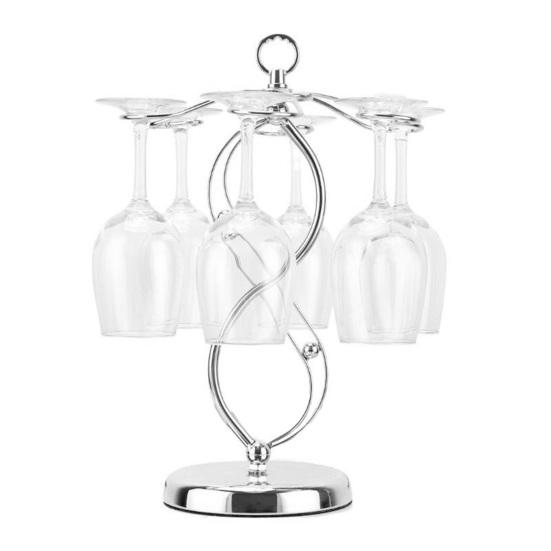 Metal Wine Glass Holder Freestanding Rack for 6 Glasses Compact Goblet Organizer for Kitchen Countertop And Bar