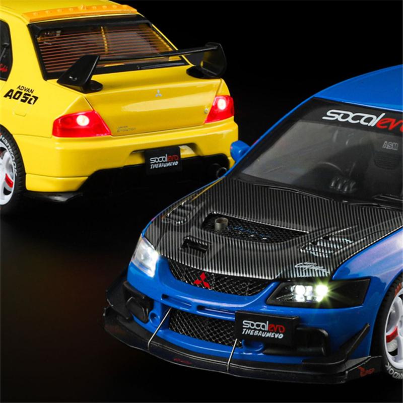 1:24 Mitsubishis Lancer Evolution 9 Alloy Sports Car Model Metal Modified Track Racing Vehicles Car Model Sound Light Kids Gifts