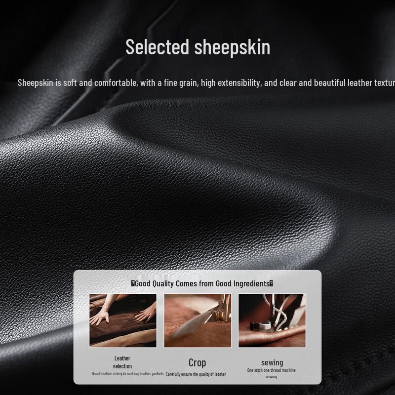 Men's Genuine Sheepskin Baseball Collar Leather Jacket
