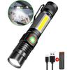 Powerful LED Flashlight Rechargeable UV Light Zoom LED COB High Power Tactical Flashlight Torch Outdoor For Camping Hunting