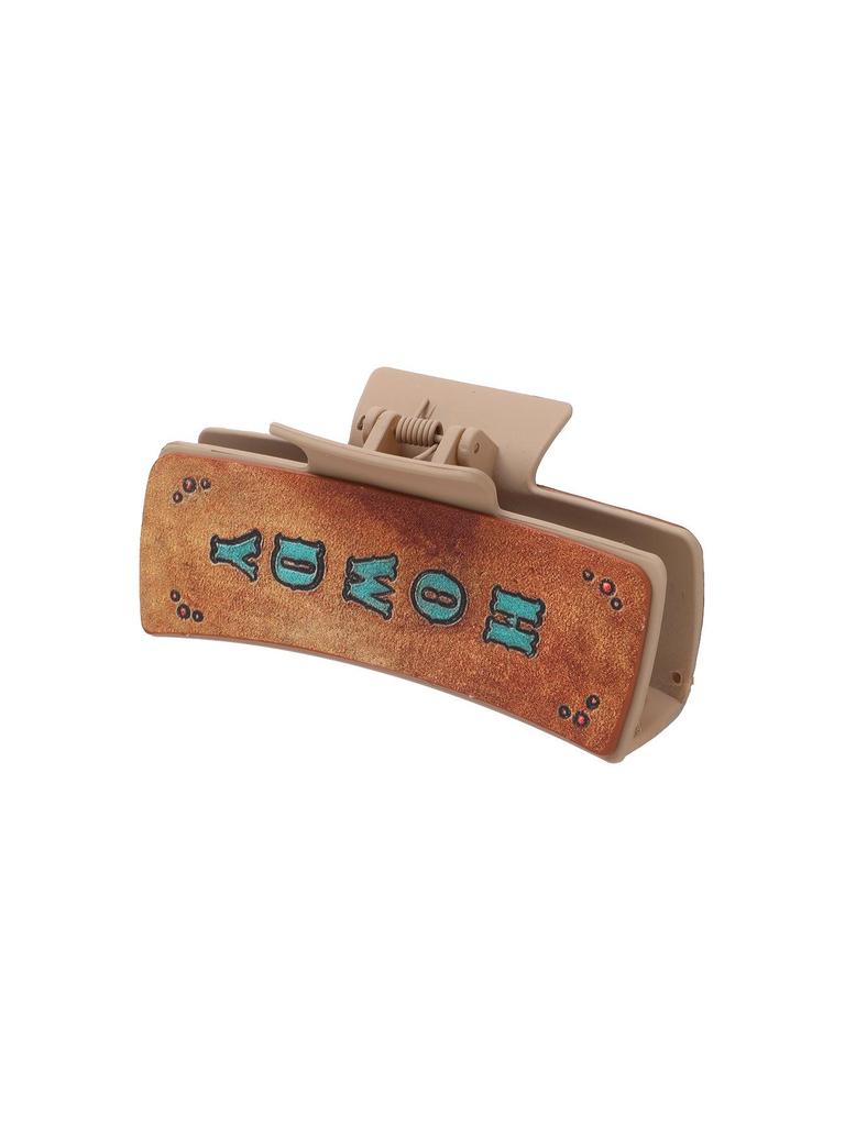 Sunflower Leather Hairpin with English Letter Clip for Women