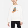 Nike Sweatshirt Pattern Print Crew Neck Pullover Kids Tops White FN7117-133
