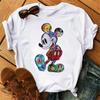 Fashion Cute Disney Mickey Minnie Cartoon Graphic Printed Women T-Shirt Casual O-Neck Short Sleeves Streetwear Female Tops Tees