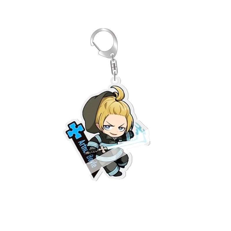 Fire Force Shinra Kusakabe Anime Keychains Arthur Boyle Kotatsu Tamaki Cartoon Keyrings Bag Tag Trendy Cosplay Accessories