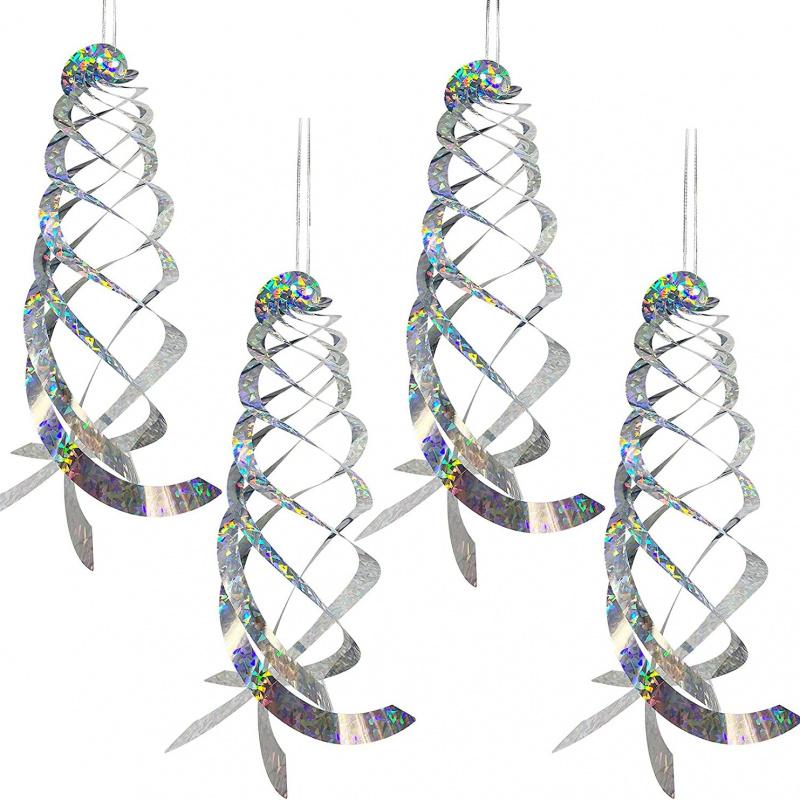 15.8in Hanging Reflective Bird Deterrent Device -6pcs Bird Repellent Spiral Reflectors - Drive Woodpeckers Pigeons Geese Away Fr
