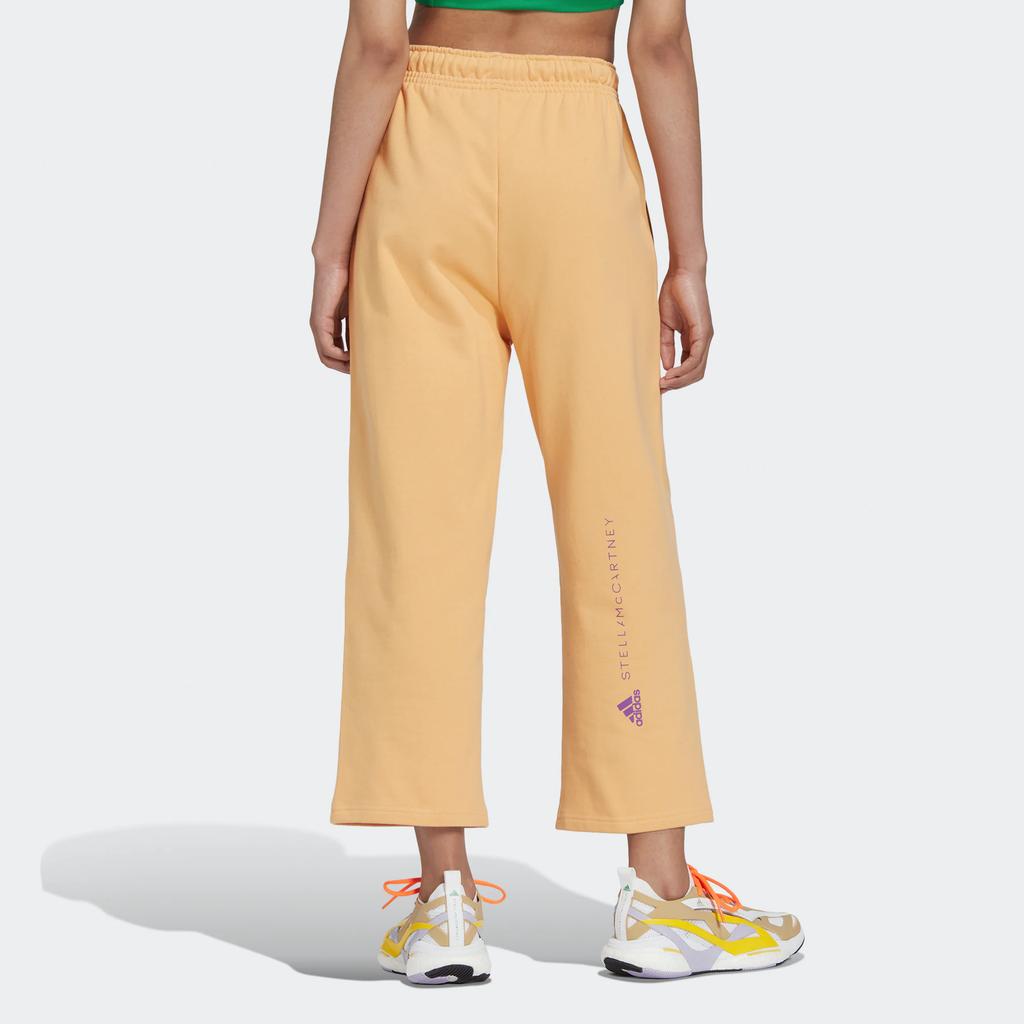 Adidas X Stella McCartney Collaboration Cr Swp Logo Print Drawstring Straight Leg Knit Sports Pants Women Pants Orange IB5878