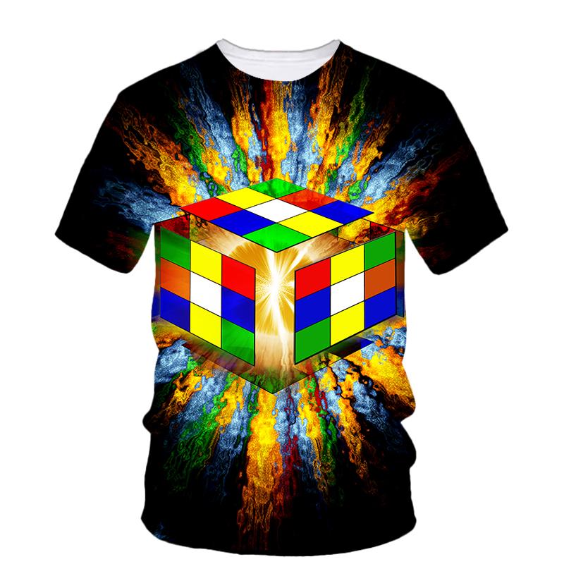 Rubik Cube  3D Printing T Shirt Man Summer O-Neck Short Sleeve Oversized Top Casual Tee Loose Streetwear Harajaku