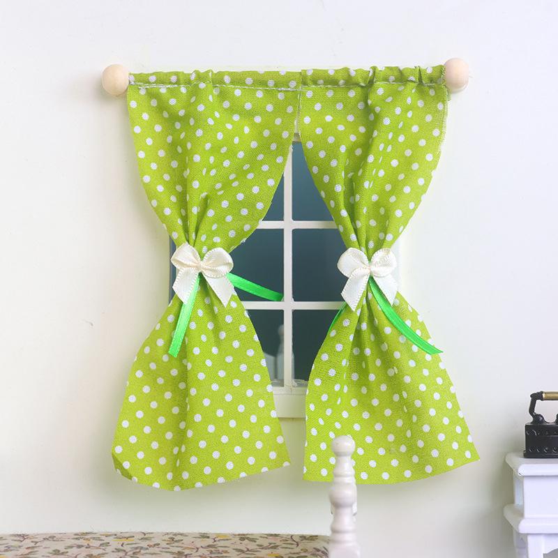 1/12 Dollhouse Sweet Floral Curtains Model Simulation Furniture Decoration Dolls House Living Scene Decor Accessories