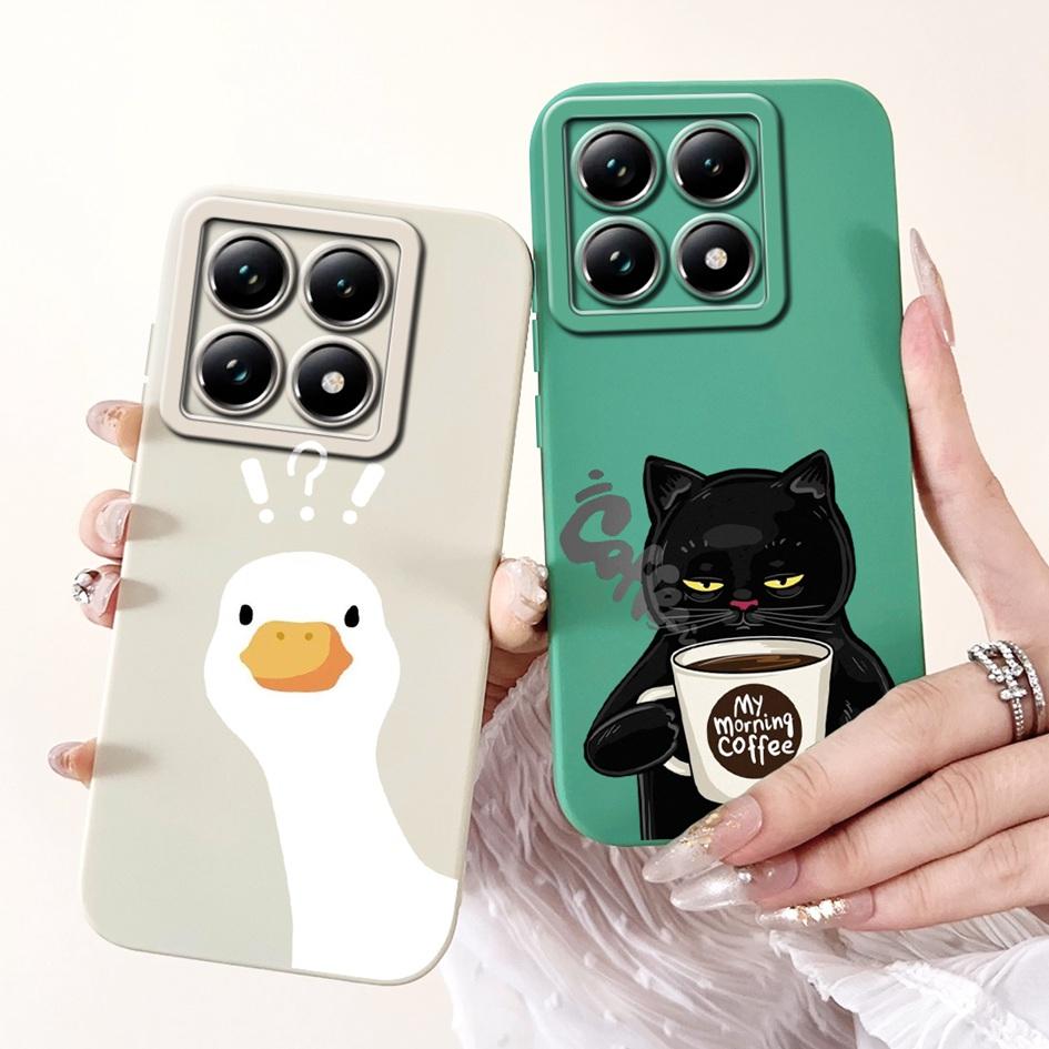 Für Xiaomi 14T Hülle 14T Pro Cover Süßer Cartoon-Panda Weiches Flüssigsilikon Stoßfest Funda Für Xiaomi 14T Pro Mi14TPro 5G Hülle