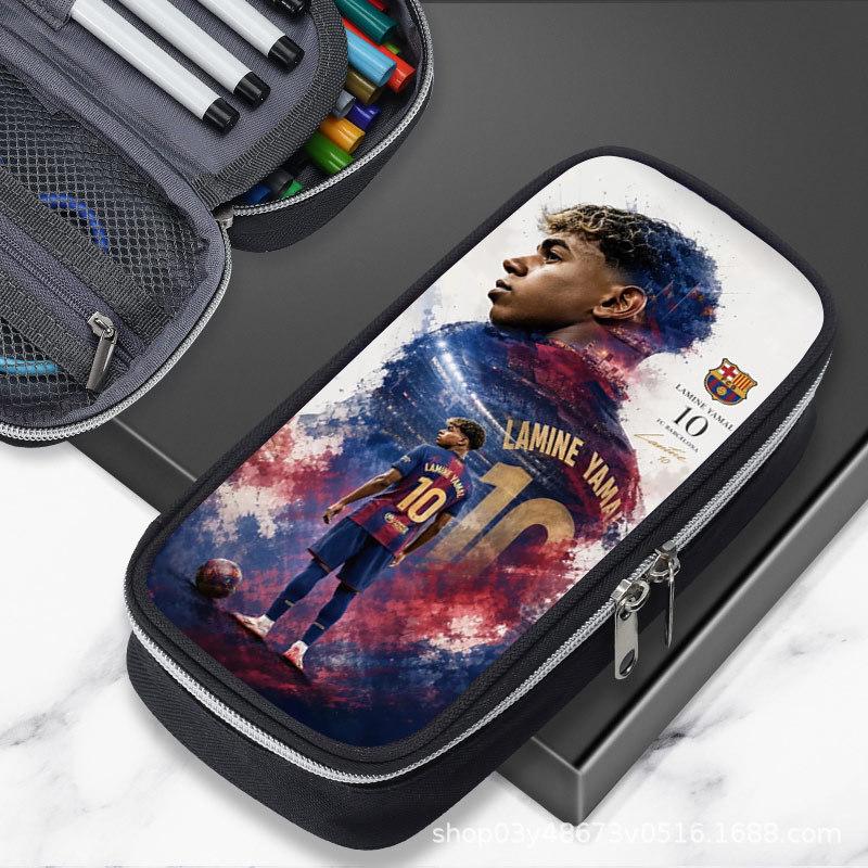 Large Capacity 2026 World Cup Pencil Case: Featuring Ronaldo, Messi, Haaland & Mbappé