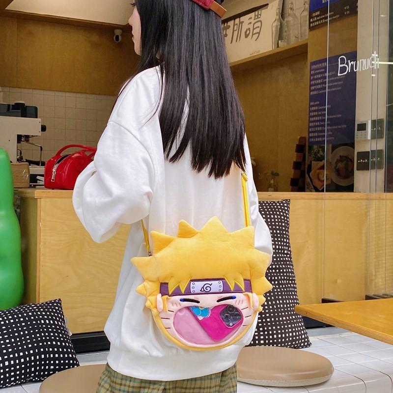 Haruno Sakura Uzumaki Naruto Cartoon Pattern Plush Backpack Cute Student Bag