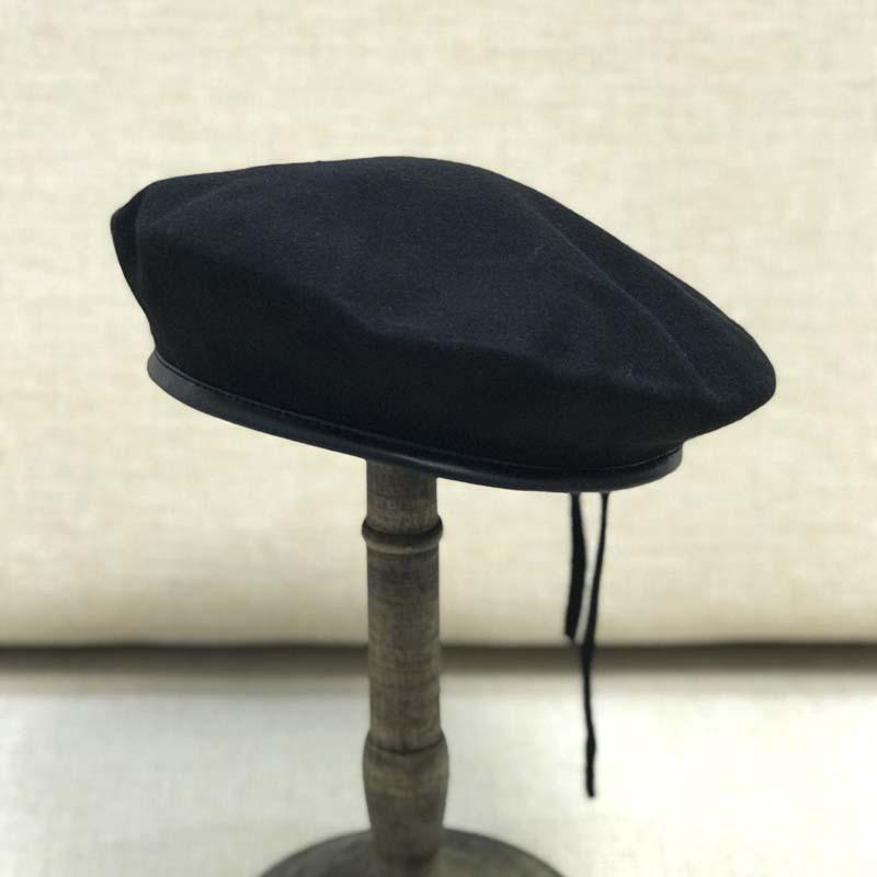 

Унісекс вовняний берет: Імітація овчини по краю, корейський та японський стиль для осені та зими Small (54-56cm) чорний