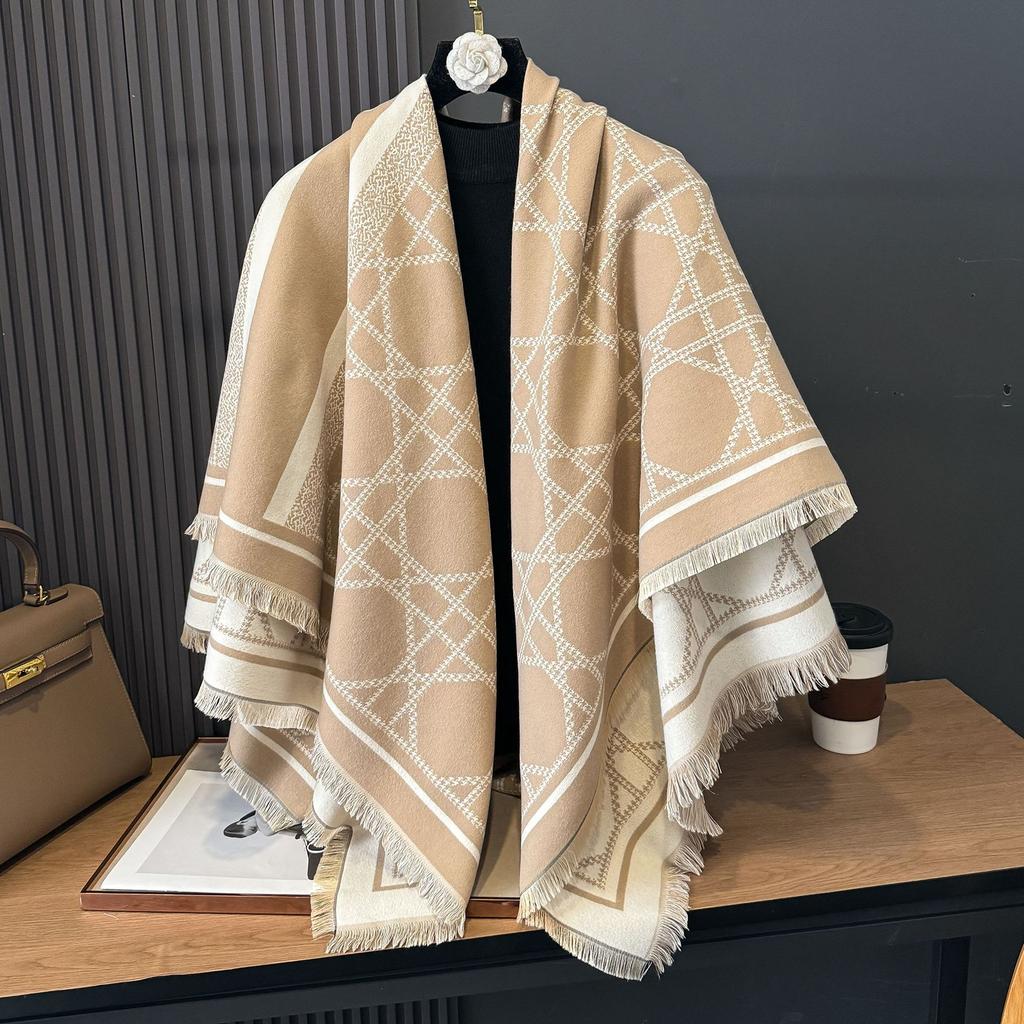 Imitation Cashmere Scarf Female Korean Version Contrasting Colors Autumn and Winter Warm Couple Scarf British Fashion Long Shawl