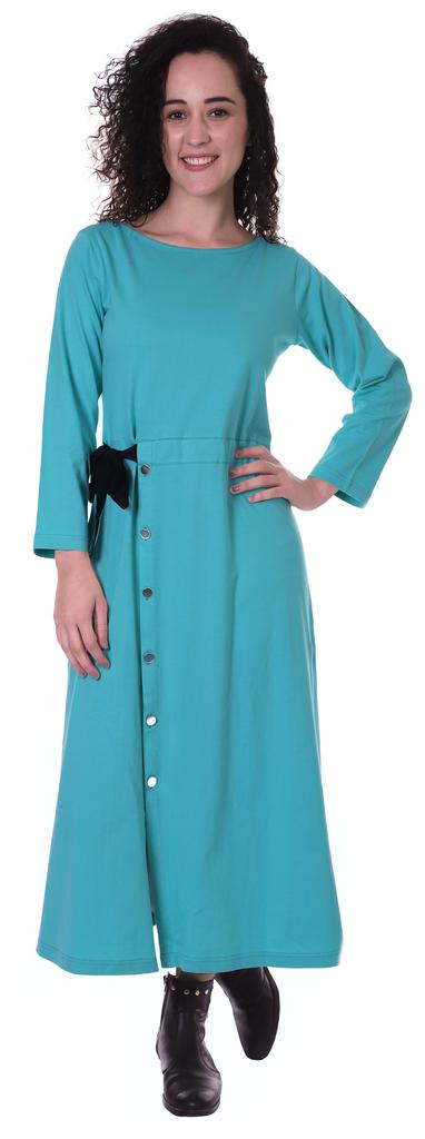 Moomaya Full Sleeves Maxi Dress Long Button Down Solid Casual Slit Dresses