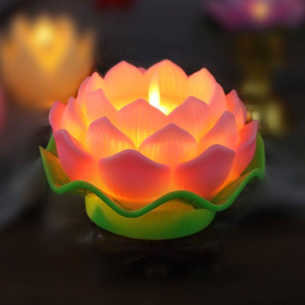 Flickering LED Lotus Candles Flameless Night Light Home Decor Lotus Flower Light  Xmas Birthday
