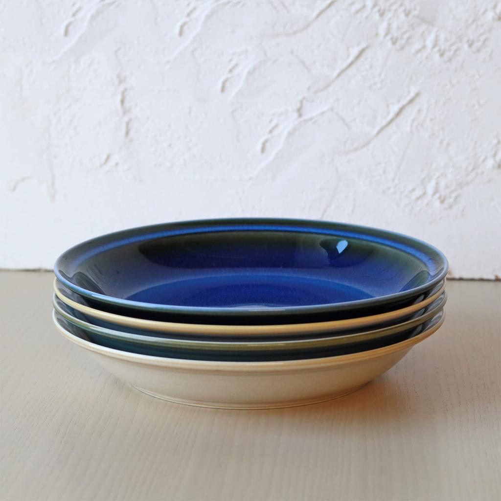 Curry Pasta Large Diameter 4 Pieces Dishwasher Made in Mino [Dolce duo] Plate, Plate, Plate, 22.3cm, (Boxed), Plate, Microwave, Safe, Japan, Ware,