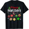 Dog Paws Print Christmas Tree Lights Dog Lover T Shirts Men Cotton Humor Streetwear Tee Shirt Short Sleeve Unisex Loose Clothing