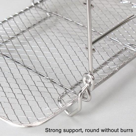 Stainless Steel Grilling Rack Stand for Ninja Air Fryer BBQ Grill Accessories Multifunctional 3-Layer Dehydrating Rack