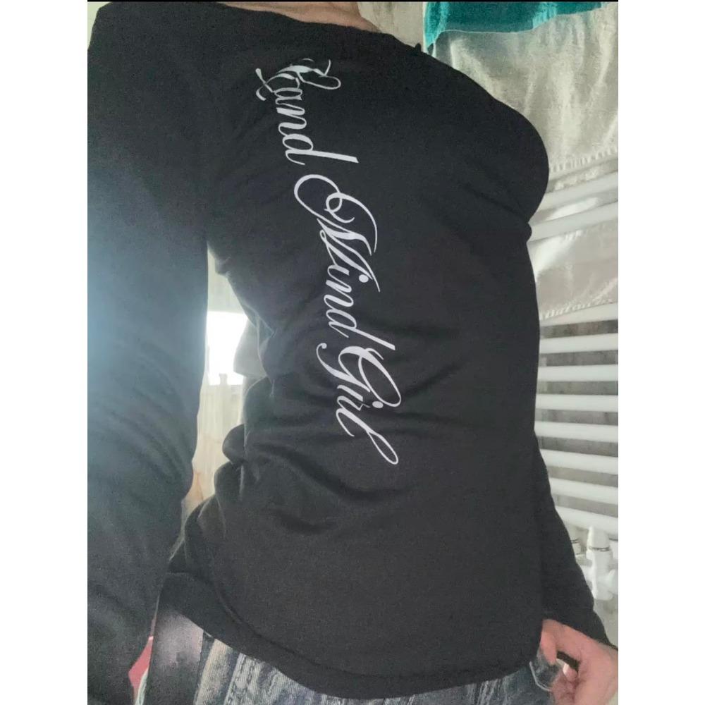 VAYLA Gotic Harajuku Vintage Punk Emo Fete Tricou Mânecă Lungă Sexy Slim Chic Imprimeu Topuri Scurte Grunge Estetică Y2K Streetwear Femei