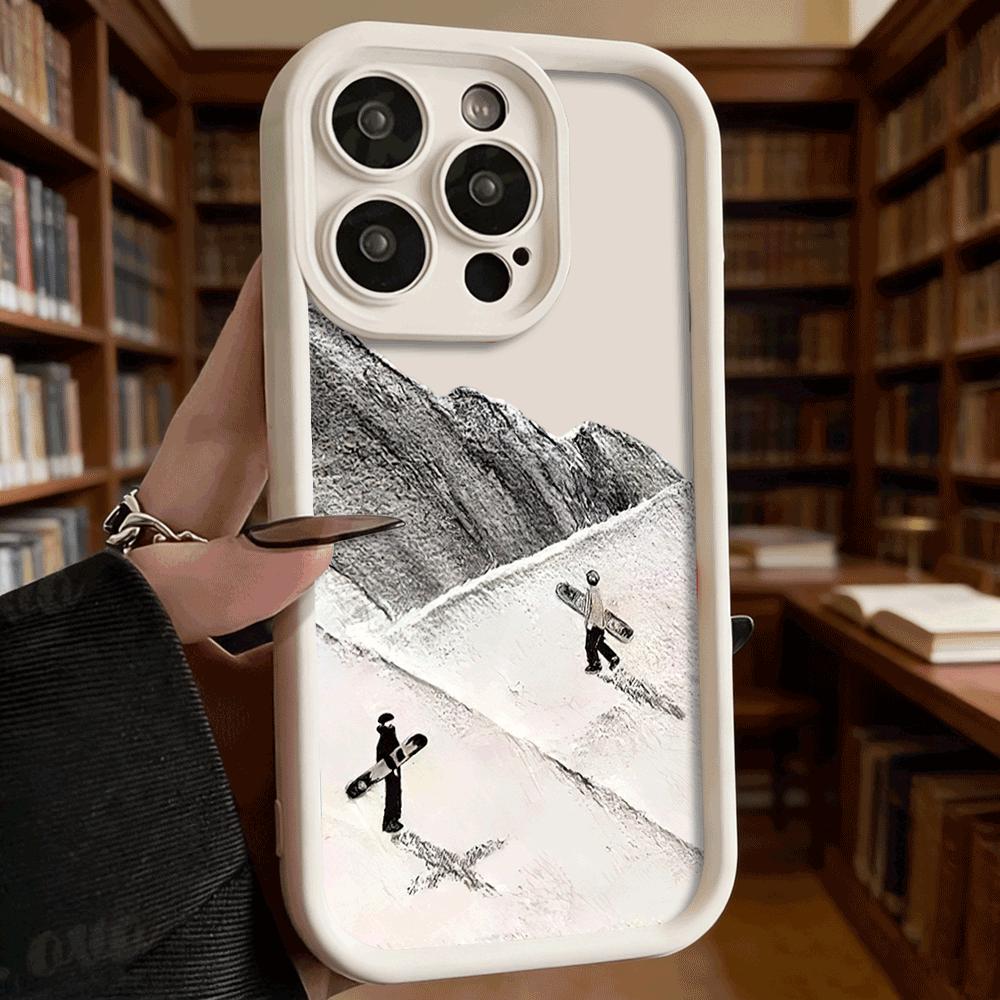 Snowboarders On Mountain Slope Shockproof Phone Case For Xiaomi Redmi Note 15 14 13 12 11 10 9 8 Pro Anti-Slip Anti-Fall Cover