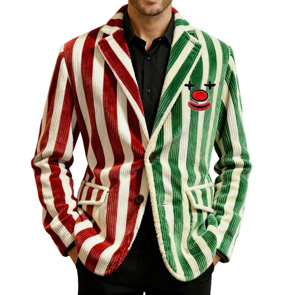 Men's Casual Trend Digital Print Corduroy Cardigan Suit Jacket