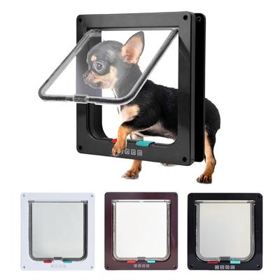 Chatière avec serrure à 4 voies Porte à rabat de sécurité Fournitures pour petits animaux de compagnie Chat Chiot Barrière de sécurité pour chien Chat Chaton Chien Chatière