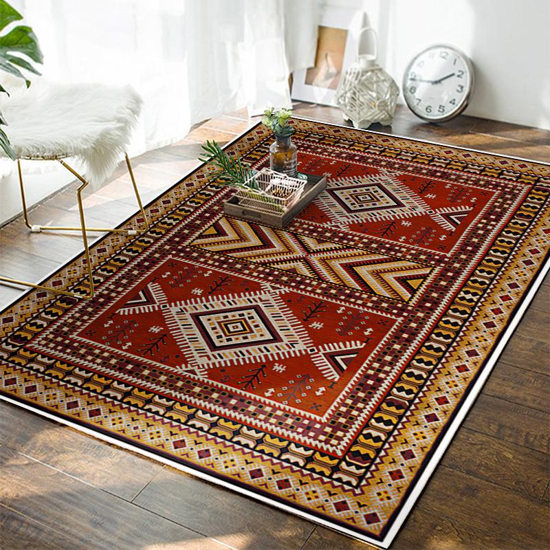 Bosmian Bedroom Splicing Carpet Retro Light Luxury Living Room Coffee Table Floor Mat Turkish Ethnic Style Carpet