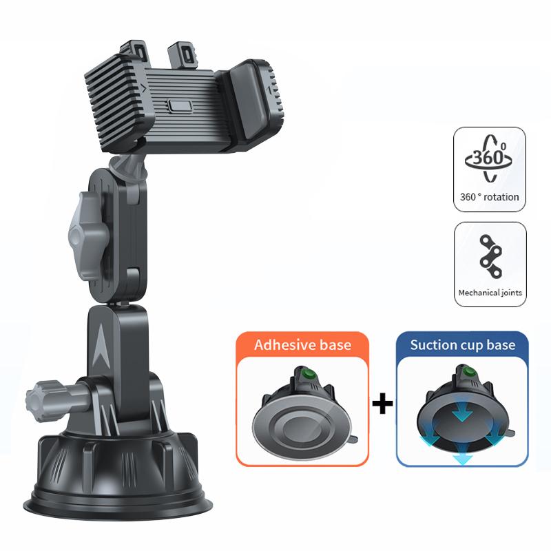 Car Phone Holder with Powerful Suction Cup Silicone Base for Dashboard and Windshield - Universal Navigation Phone Mount