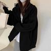 Women's Oversized Zip Up Hoodie Jacket Solid Coat Long Sleeve Casual Loose Sweatshirt Harajuku Basic Spring Autumn Pockets Casual Streetwear