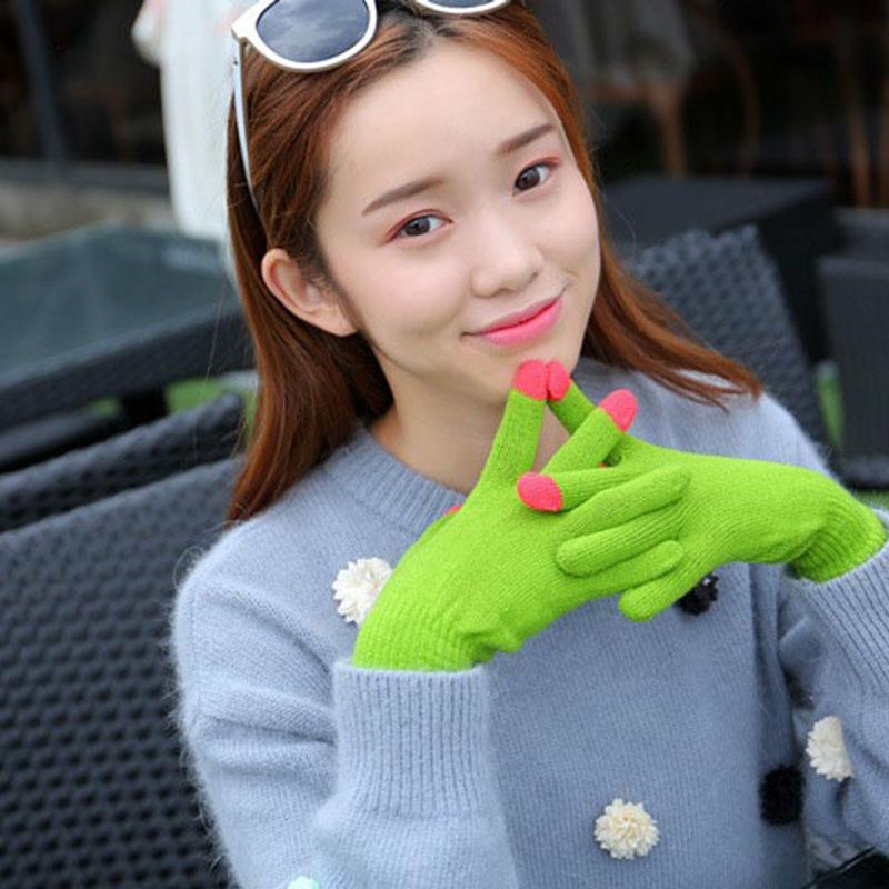 Korean Creative New Autumn and Winter Warm Knitted Magic Gloves Touch Screen Five-finger Gloves Acrylic Cycling Gloves