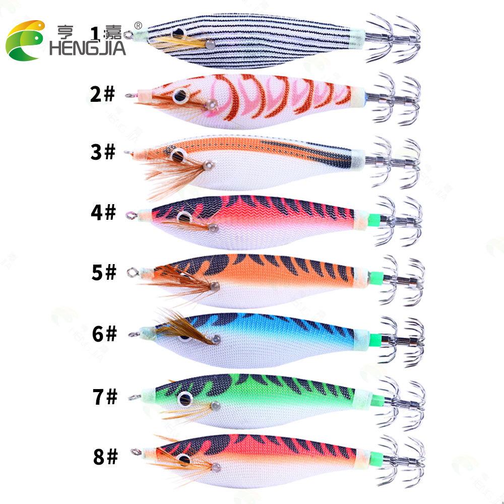 Lure bait10CM 9.6GRound Belly Wood Shrimp8Colorful Squid Hook Bionic Bait8Word Ring Swivel Fishing Supplies Special for Bass