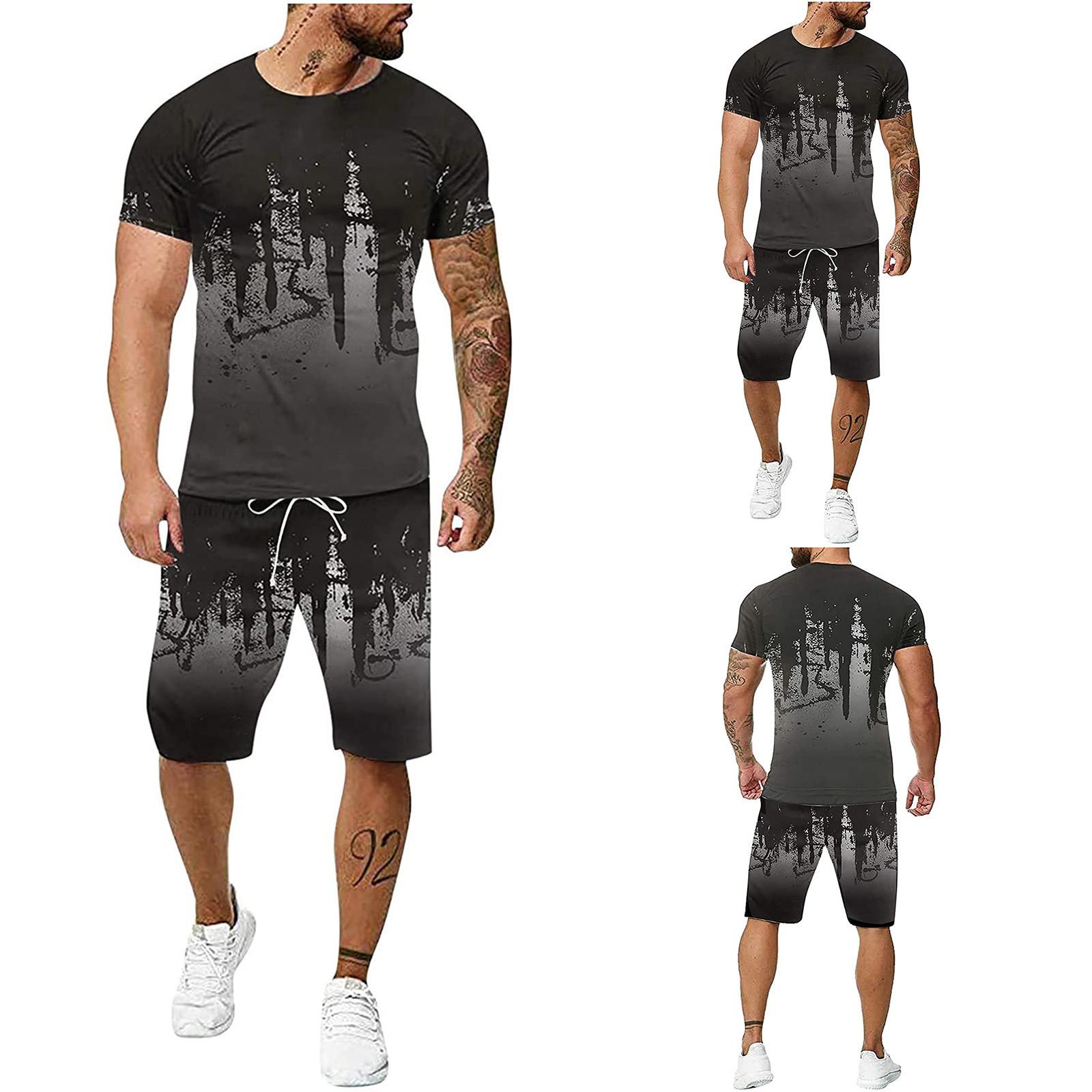 

Чоловічі комплекти одягу Літні хлопчики Милі футболки Короткі штани 2 шт. Одяг Костюми Чоловіча мода Повсякденний костюм Одяг S