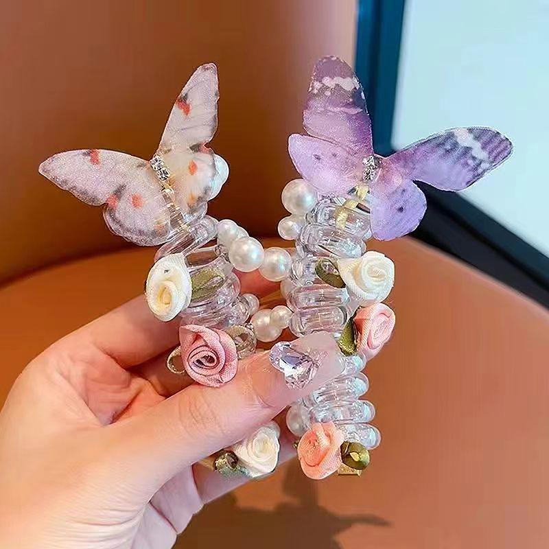 Sweet Butterfly Phone Line Hair Rope Ponytail Artifact For Women Girls Elegant Hair Ring Exquisite Hair Accessories