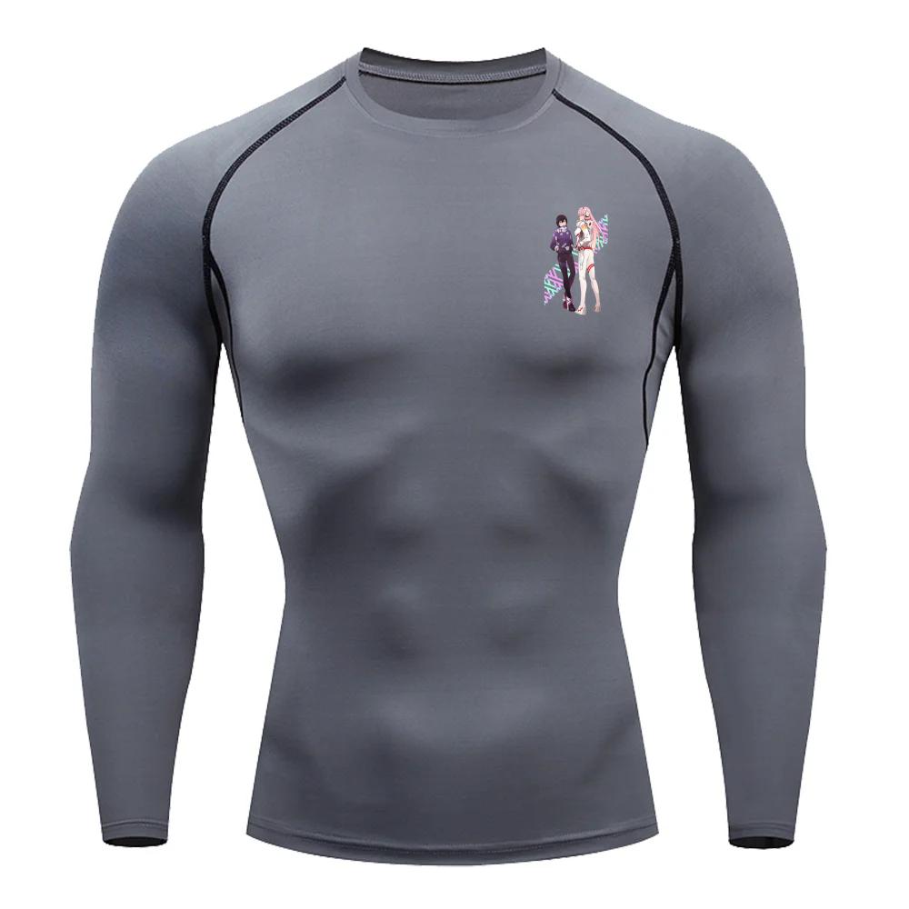 Bequemes Fitness-T-Shirt für Herren Zero Two Grafik Atmungsaktives Slim-Fit-Top, Sommer Gym Jogging Training Elastischer Fitnessanzug