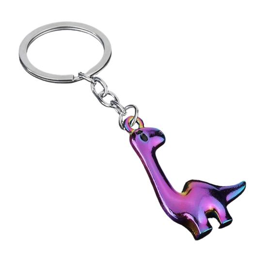 Dinosaur Keychain Alloy Material Durable Electroplated Cute Long Neck Brachiosaurus Charm for Keys Bags Kids Adults Gift in Phantom Green Colors