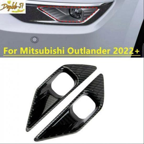 For  Mitsubishi Outlander Carbon Fiber Style Front Fog Light Lamp Cover Trim