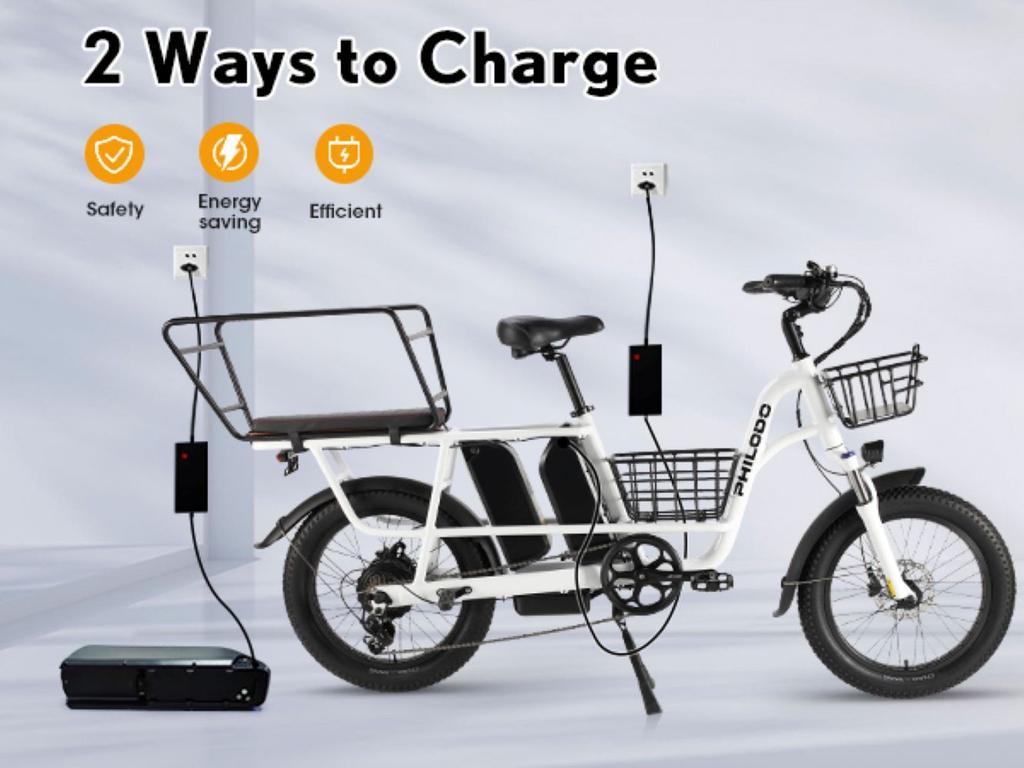 Bicicleta eléctrica PHILODO Traveller, motor de 750W, batería de 48V 35Ah, velocidad máxima 45 km/h, autonomía de 120 km, neumáticos de 20x3.0 pulgadas