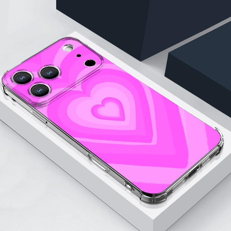 Colorful Heart Pattern Phone Case For iPhone 17e 17 16 15 Pro Max 14 13 Pro 16 Shockproof Clear Soft Card Slot Pocket Back Cover