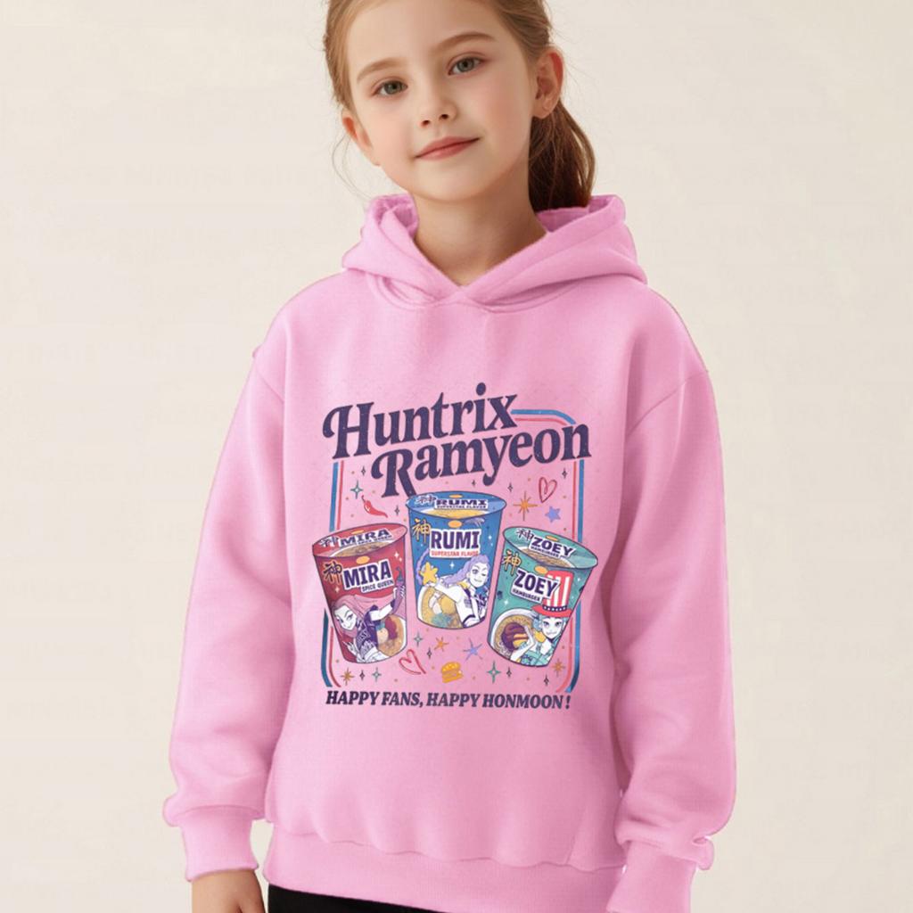 Kpop Demon Hunters Hoodies Huntrix Ramyeon Graphic Children's Girl Hooded Sweatshirts Anime Pullover Kids Clothes