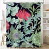 Vintage Style Shower Curtain Floral Print, Waterproof Fabric, Decorative Bathroom Accessories for Home Decoration 180x240cm (Bla