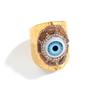 European & American Style Rhinestone Wide Band Eye Ring for Women – Fashionable, Versatile, Exaggerated, Colorfast Titanium Steel.