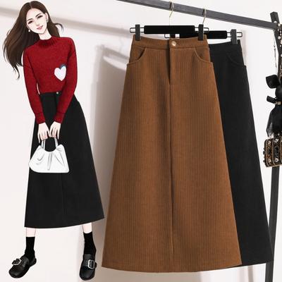 DIMANAF 2024 Plus Size Women Skirts Autumn Winter Thick Elastic Oversize Fashion Split Skirt Long Skirt Elegant Pleated Skirt