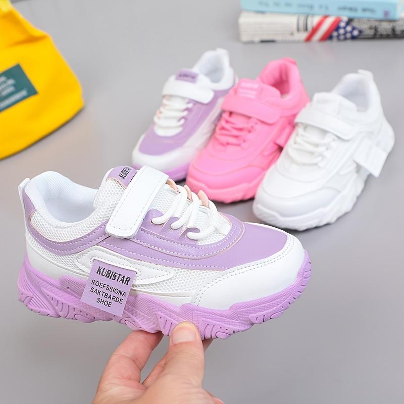 Trendy Low Top Mesh Sneakers For Girls, Breathable Lightweight Anti Slip Trendy Sneakers With Hook And Loop Fastener