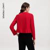 Langzi Red Round Neck Pleated Hem Short Jacket